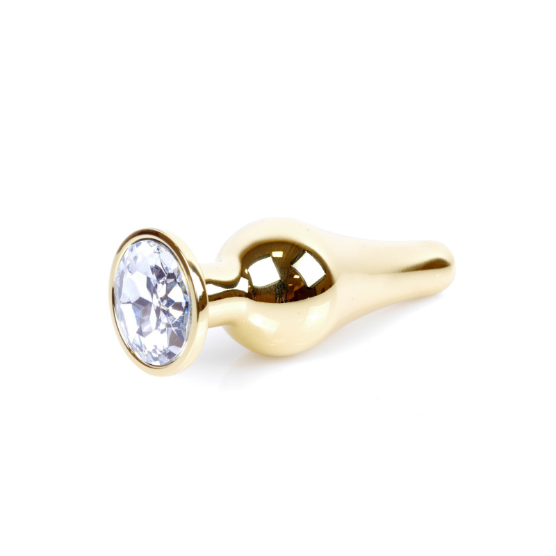 Анальная пробка B - Series HeavyFun Long Jewellery Gold Plug, диаметр 3 см, длина 9,5 см, Clear