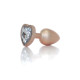 Анальная пробка B - Series HeavyFun Pearl Heart Jewellery Gold Plug Clear S