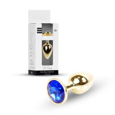 Анальна пробка B - Series HeavyFun Classic Jewellery Gold Plug, діаметр 2,7 см, довжина 7 см, Dark Blue