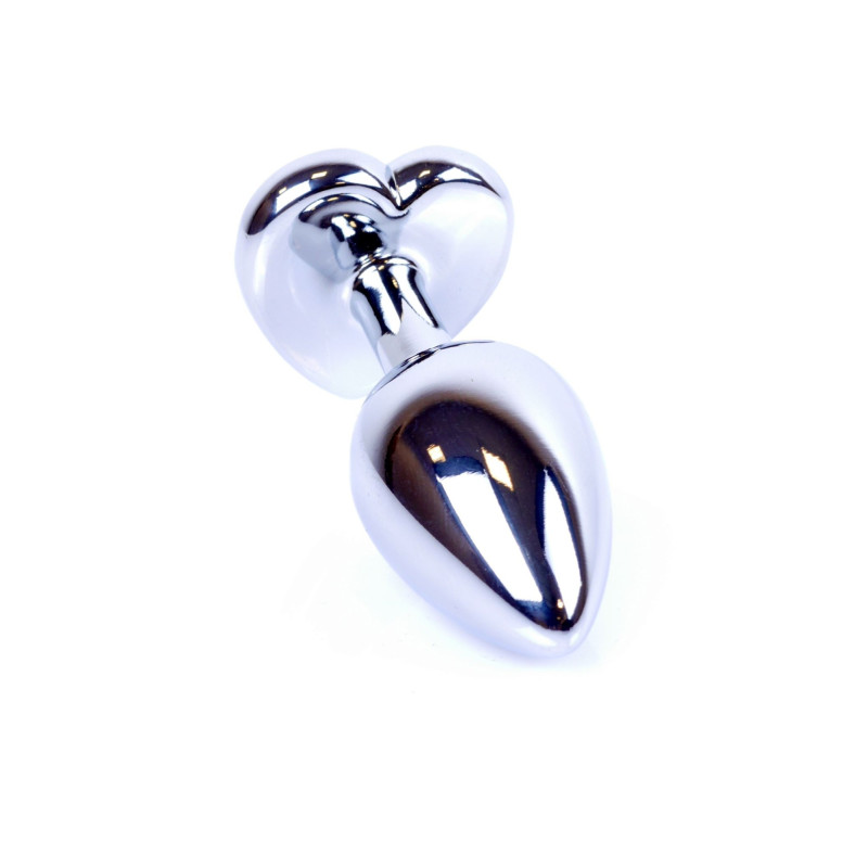 Анальна пробка B - Series HeavyFun Heart Jewellery Silver Plug, діаметр 2,7 см, довжина 7 см, Red