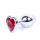 Анальна пробка B - Series HeavyFun Heart Jewellery Silver Plug, діаметр 2,7 см, довжина 7 см, Red
