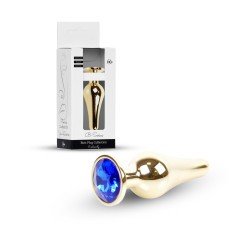 Анальна пробка B - Series HeavyFun Long Jewellery Gold Plug, діаметр 3 см, довжина 9,5 см, Dark Blue