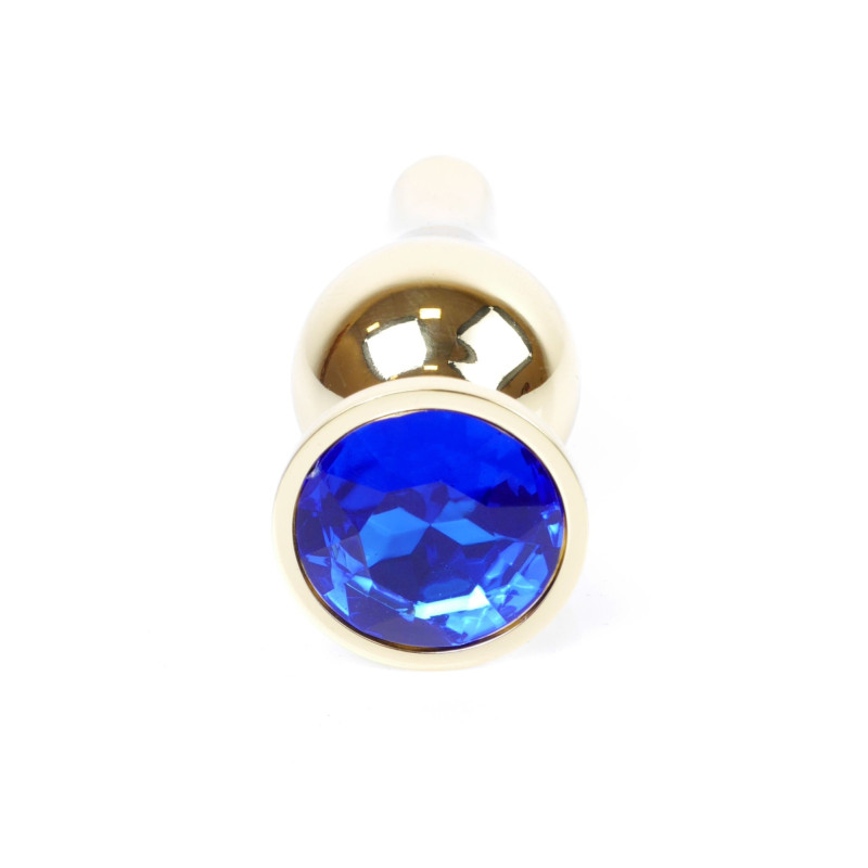 Анальная пробка B - Series HeavyFun Long Jewellery Gold Plug, диаметр 3 см, длина 9,5 см, Dark Blue