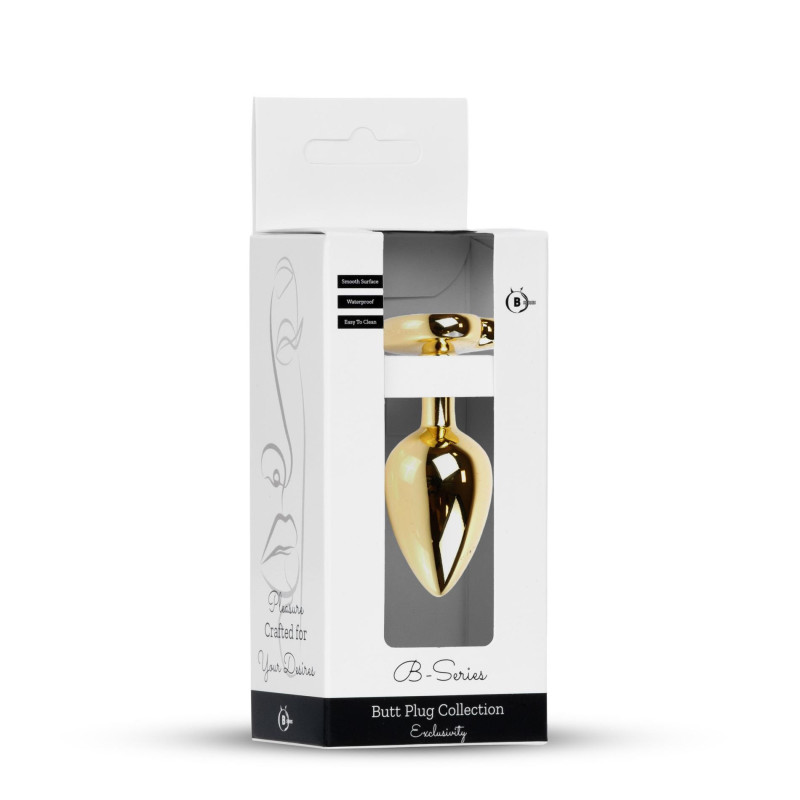 Анальна пробка B - Series HeavyFun Heart Jewellery Gold Plug, діаметр 2,7 см, довжина 7 см, Green