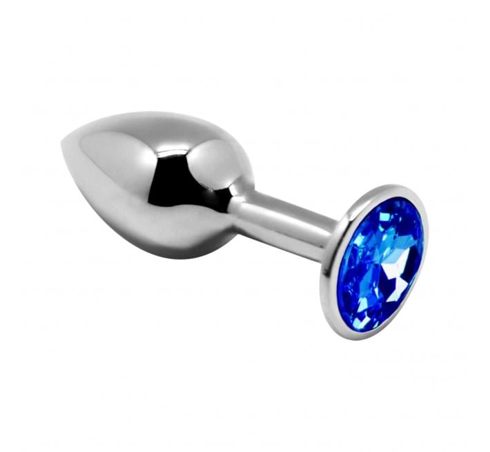 Анальная металлическая пробка с кристаллом Alive Mini Metal Butt Plug Blue L