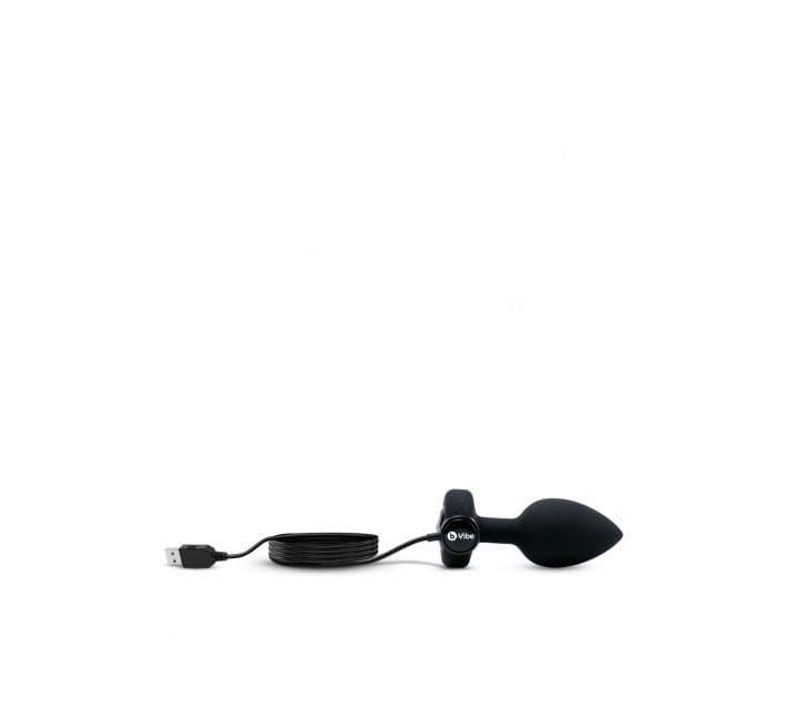 Анальная пробка с вибрацией и пультом B-Vibe Vibrating Jewel Plug, черная, M/L