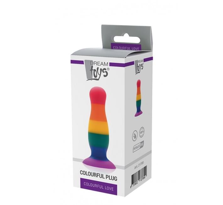 Радужная анальная пробка Dreamtoys Colourful Love Plug M