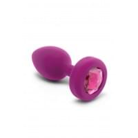 Анальная пробка с вибрацией и камнем B-Vibe Vibrating Jewel Plug, розовая, S/M