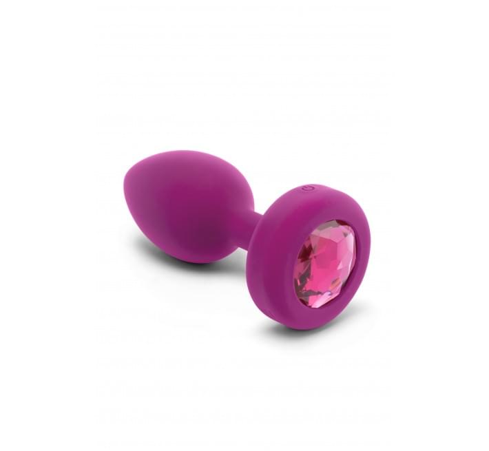 Анальна пробка з вібрацією та каменем B-Vibe Vibrating Jewel Plug, рожева, S/M