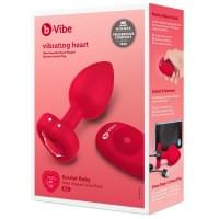 Анальна пробка з вібрацією та пультом керування B-Vibe Vibrating Heart Plug M/L червона