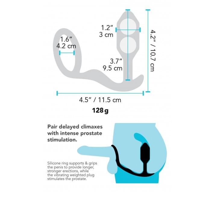 Анальная пробка с эрекционным кольцом B-Vibe Snug & Tug черная
