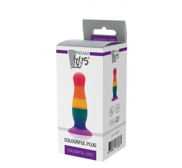 Радужная анальная пробка Dreamtoys Colourful Love Plug S