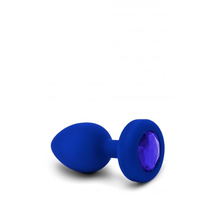 Анальная пробка с камнем и с вибрацией B-Vibe Vibrating Jewel Plug синяя L/XL