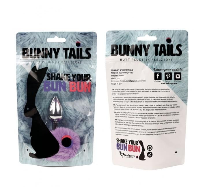 Анальна пробка FeelzToys Bunny Tails Butt Plug Фіолетова