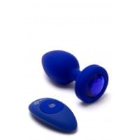 Анальная пробка с камнем и с вибрацией B-Vibe Vibrating Jewel Plug синяя L/XL