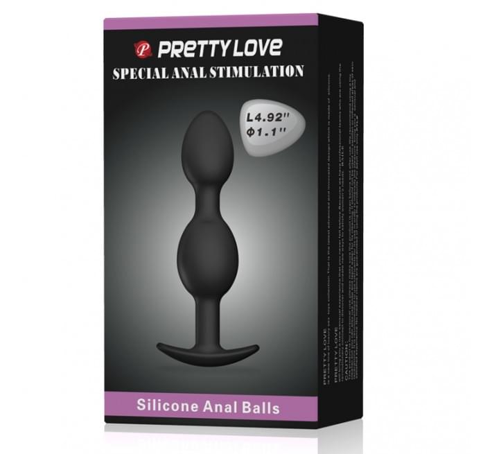 Анальная пробка Pretty Love silicone Anal balls Черная 12.5 см