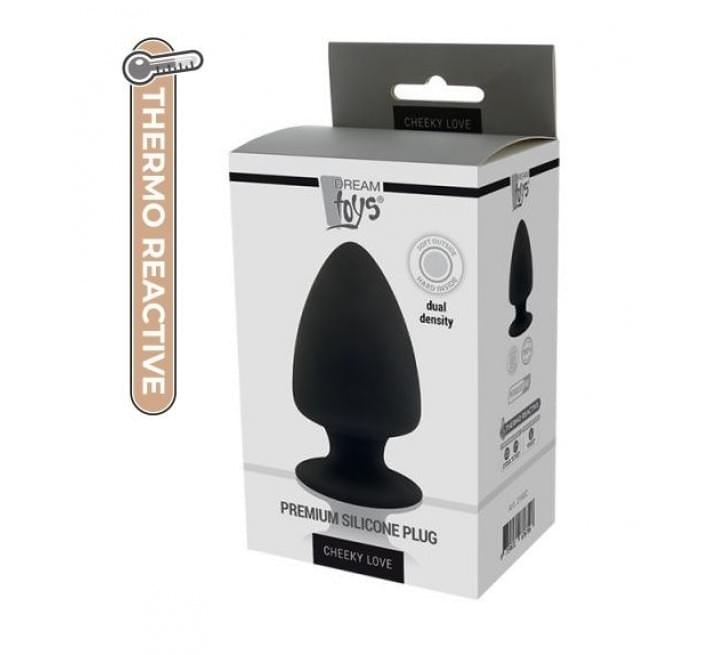 Термоактивная анальная пробка Dreamtoys Premium Silicone Plug Черная M