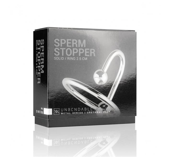 Уретральна вставка з кільцем Sinner Gear Unbendable - Sperm Stopper Solid, діаметр кільця 3,2см