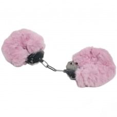 Наручники DS Fetish Plush handcuffs, металл с мехом, розовые