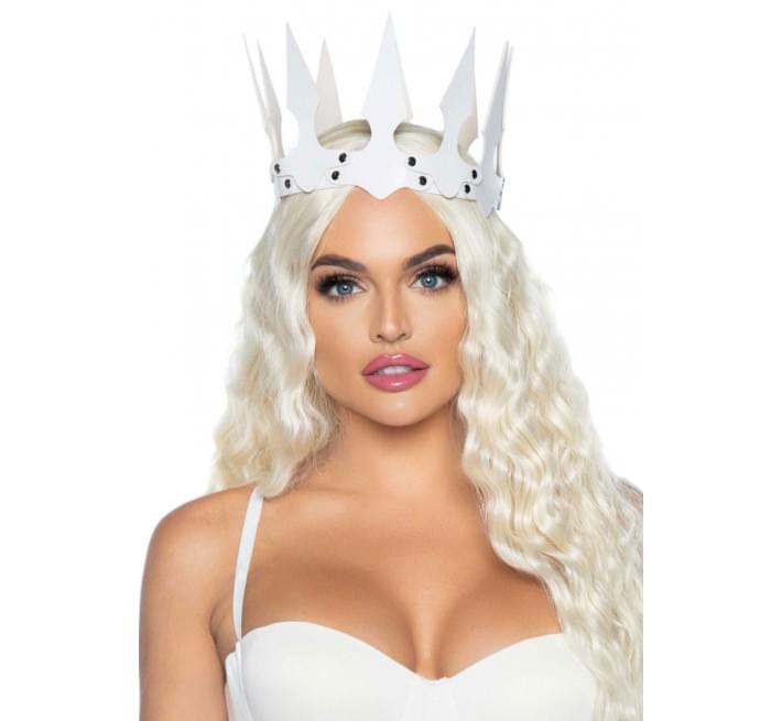 Корона Leg Avenue Faux leather spiked crown White