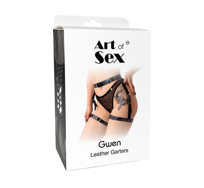 Сексуальні гартери Art of Sex - Gwen із натуральної шкіри, розмір XS-2XL, колір Червоний