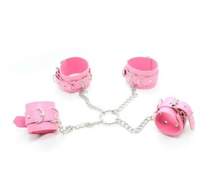 Ограничители DS Fetish Hogtie restraints with chain pink