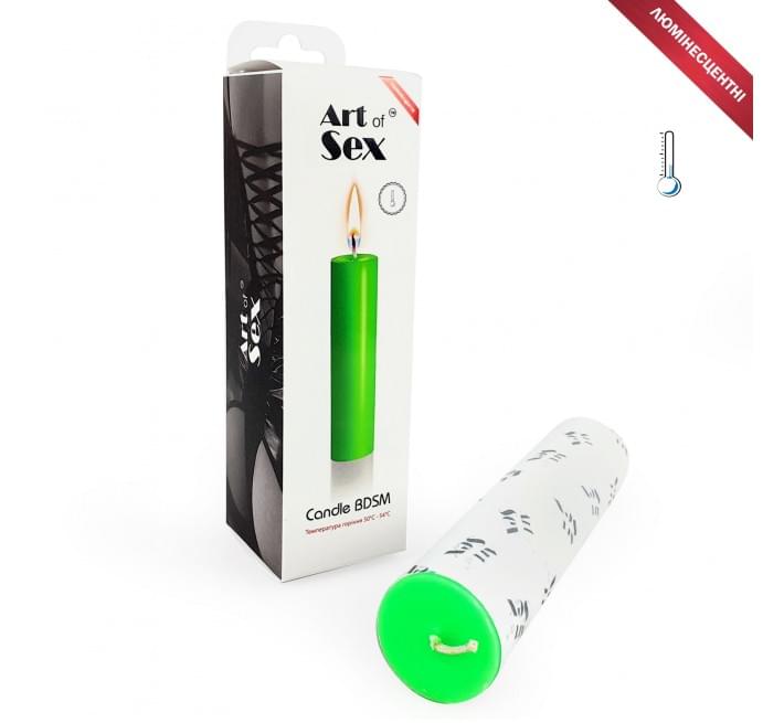 Свічка воскова Art of Sex size M 15 см низькотемпературна, люмінесцентна Зелена