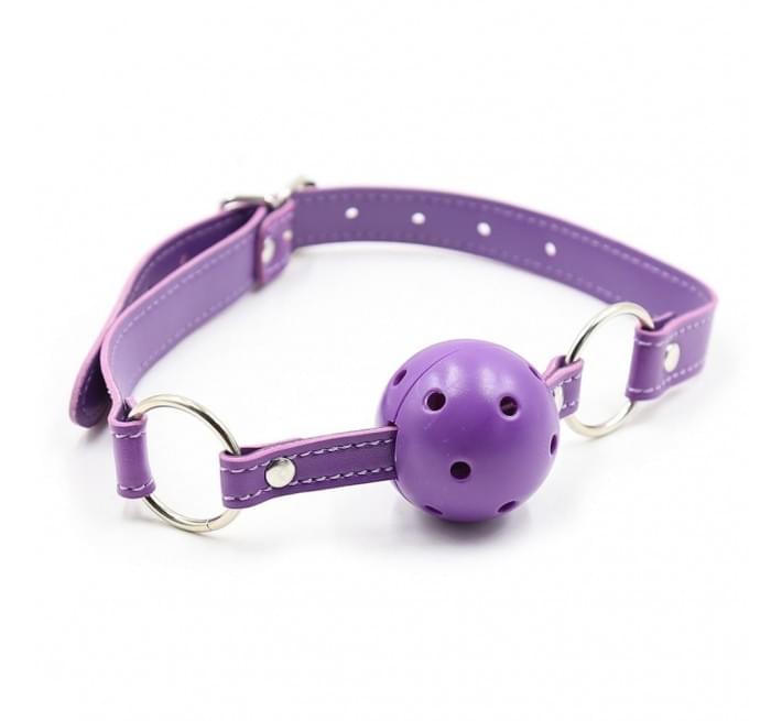 Кляп DS Fetish, фіолетова кулька на фіолетовому ремінці