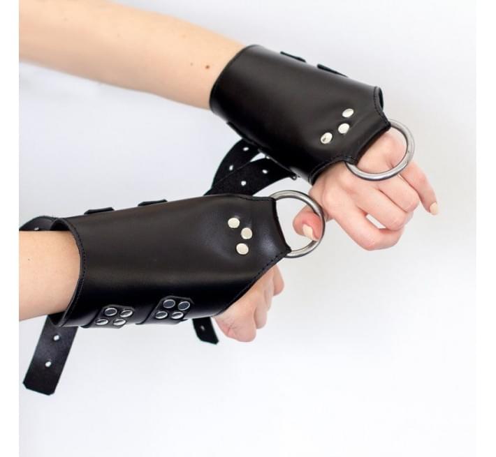 Манжеты для подвеса за руки Art of Sex Kinky Hand Cuffs For Suspension из натуральной кожи, Черные