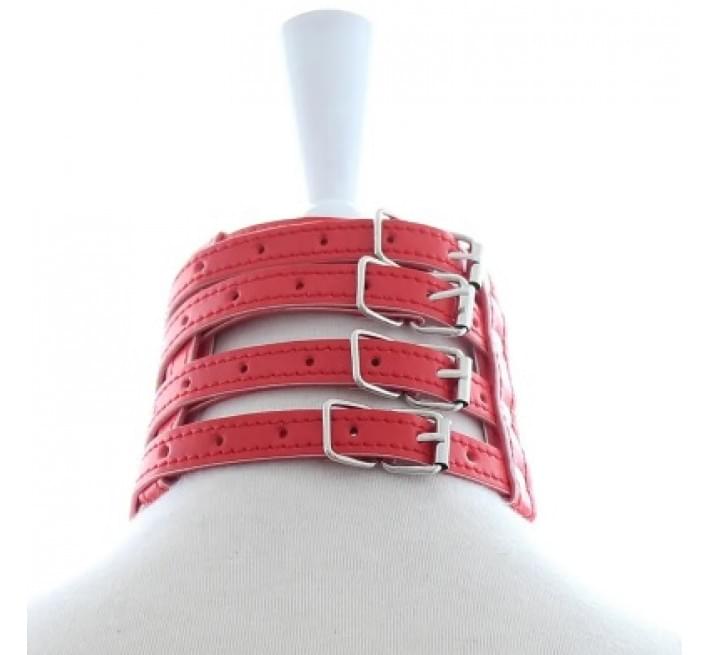 Нашийник з ланцюжком DS Fetish Collar with chain leash red