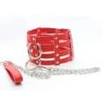 Нашийник з ланцюжком DS Fetish Collar with chain leash red