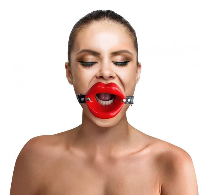 Кляп-расширитель в форме губ на ремешке Art of Sex натуральная кожа Gag Lips