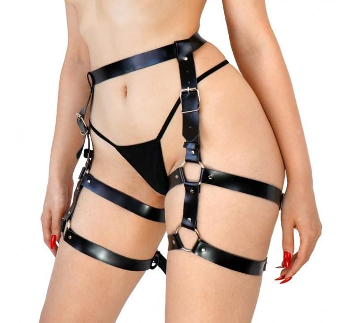 Шкіряні гартери Art of Sex - Melani Leather garters XS-M Чорні