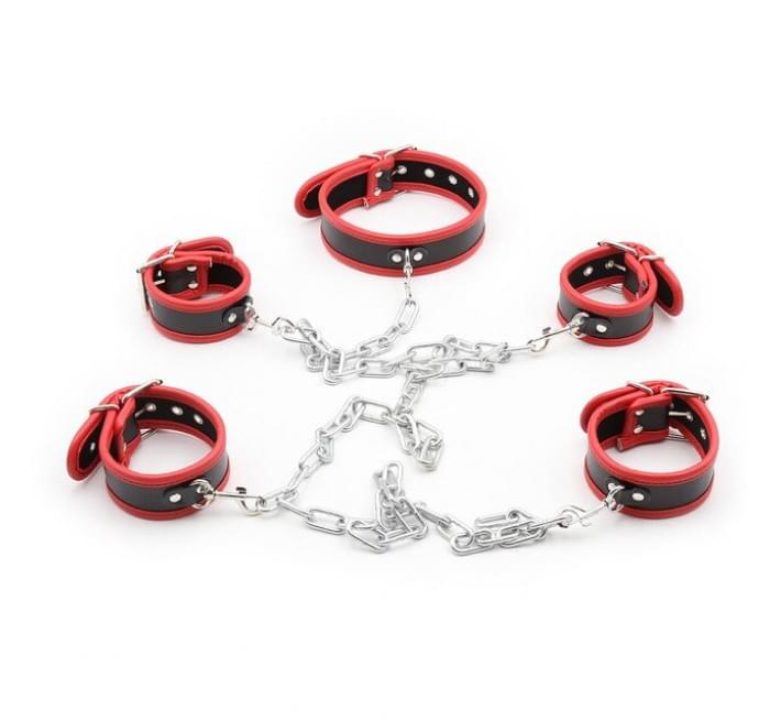 Система фіксації DS Fetish Collar with restraints black/red