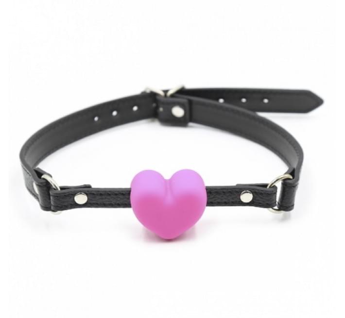 Кляп DS Fetish Mouth gag heart pink/black