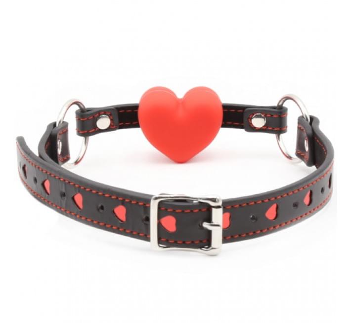 Кляп DS Fetish Mouth gag heart red/black