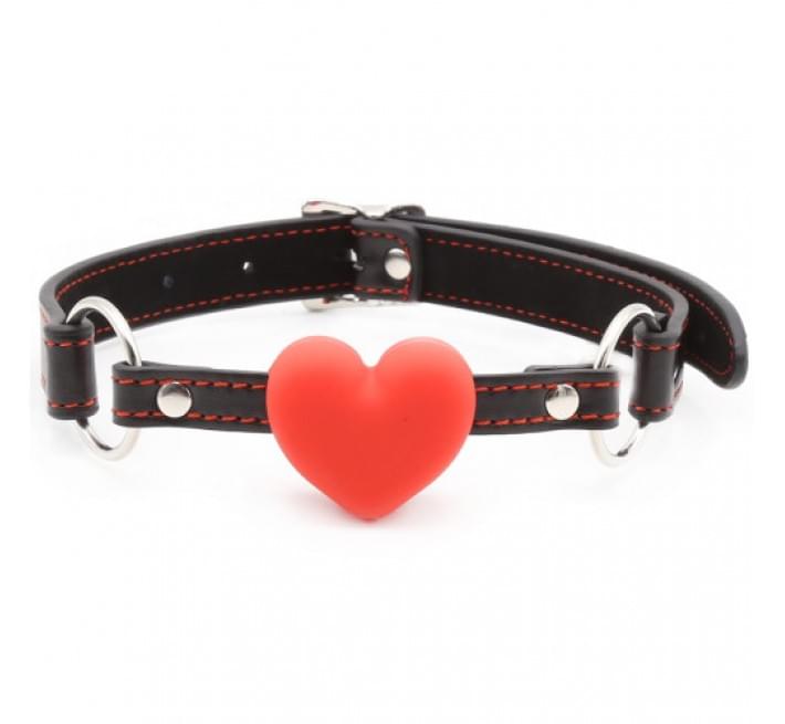 Кляп DS Fetish Mouth gag heart red/black