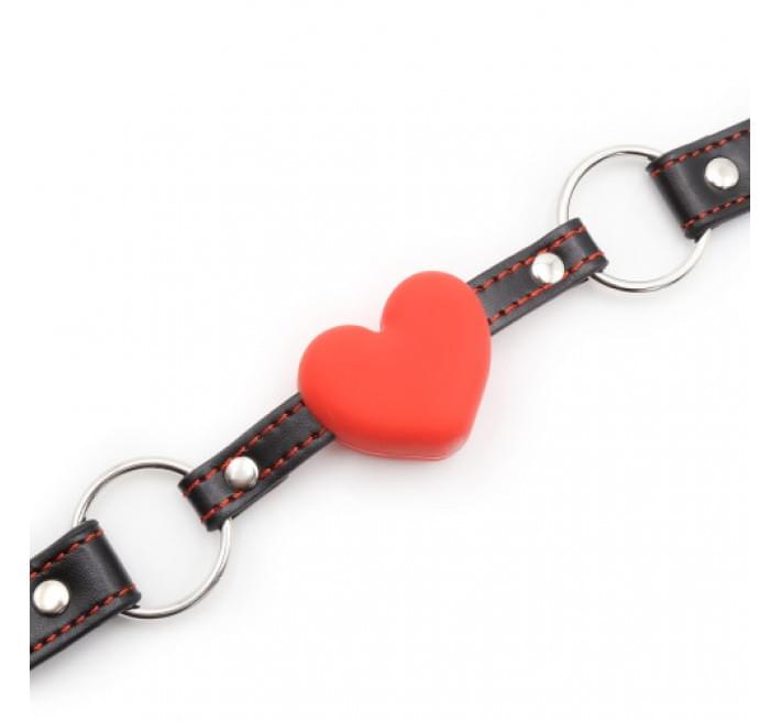 Кляп DS Fetish Mouth gag heart red/black