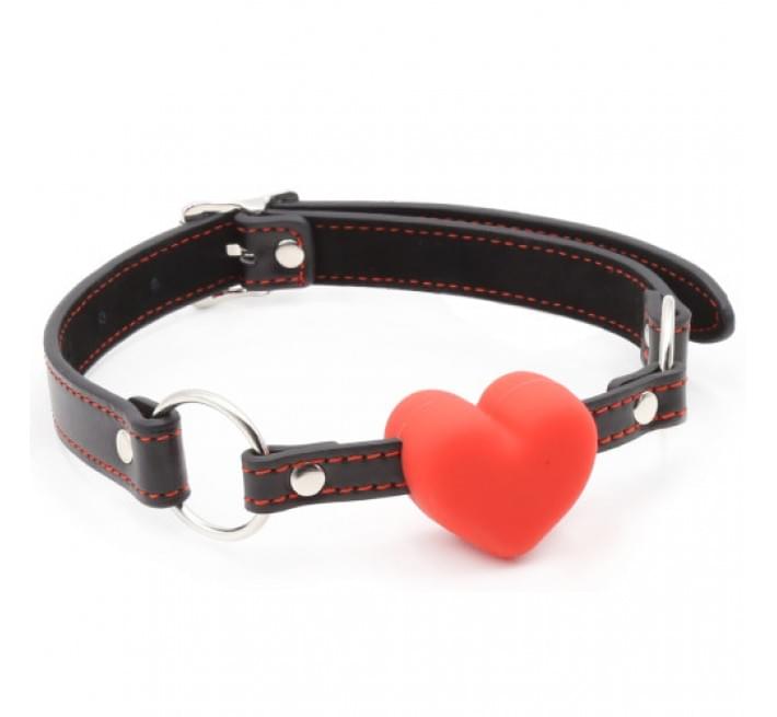 Кляп DS Fetish Mouth gag heart red/black