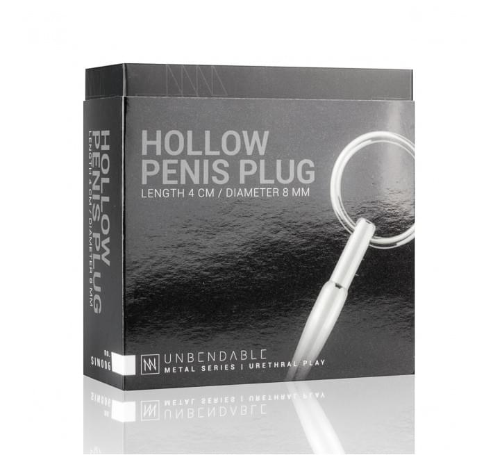 Полый уретральный стимулятор Sinner Gear Unbendable - Hollow Penis Plug, длина 4см, диаметр 8мм