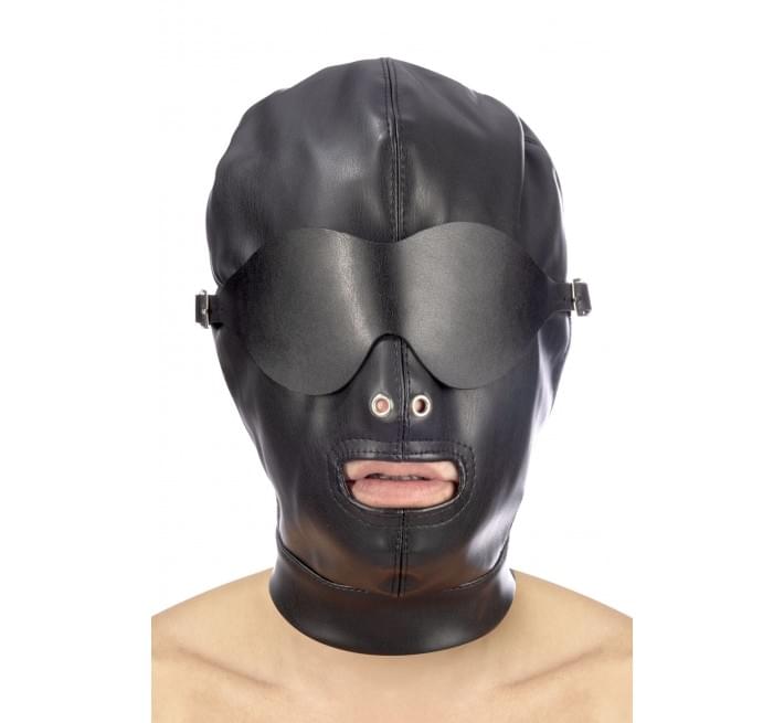 Каптур для БДСМ зі знімною маскою Fetish Tentation BDSM hood in leatherette with removable mask