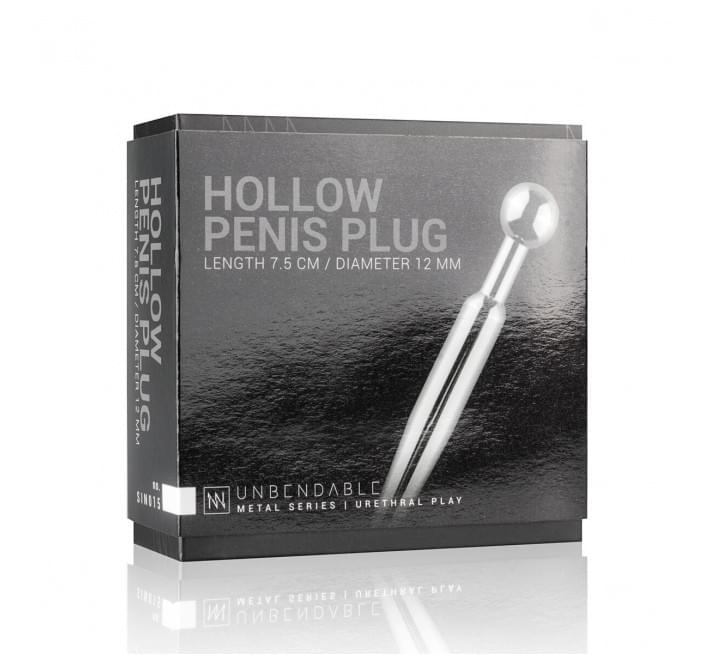 Полый уретральный стимулятор Sinner Gear Unbendable - Hollow Penis Plug, длина 7,5см, диаметр 12мм