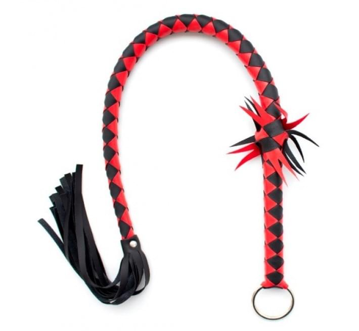 Смугастий батіг DS Fetish Stripe flogger black/red 86 см