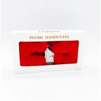 Наручники DS Fetish Plush handcuffs, метал з хутром, червоні