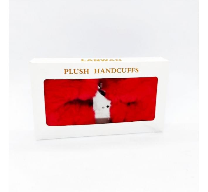 Наручники DS Fetish Plush handcuffs, метал з хутром, червоні