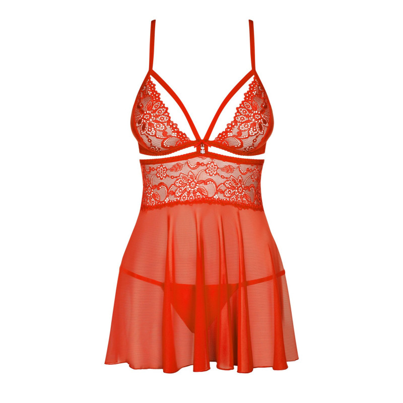 Бэби-долл Obsessive 838-BAB-3 babydoll & thong red S/M