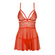 Бэби-долл Obsessive 838-BAB-3 babydoll & thong red S/M