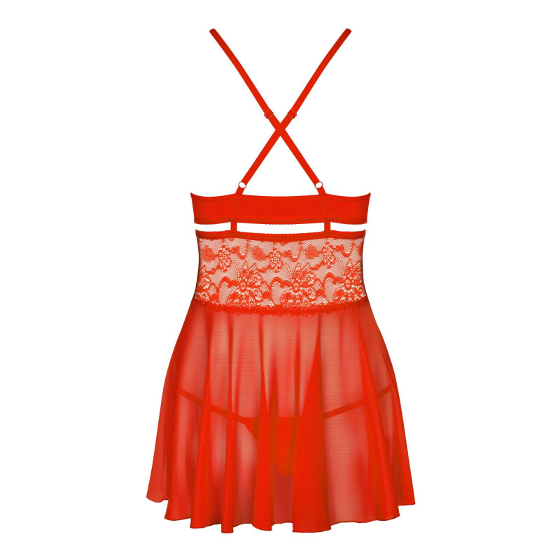 Бэби-долл Obsessive 838-BAB-3 babydoll & thong red S/M