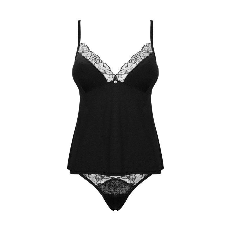 Топ и трусики Obsessive Bella Rou top & panties черные XS/S