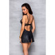 Беби-долл из эко-кожи и кружева Loona Chemise Passion black S/M